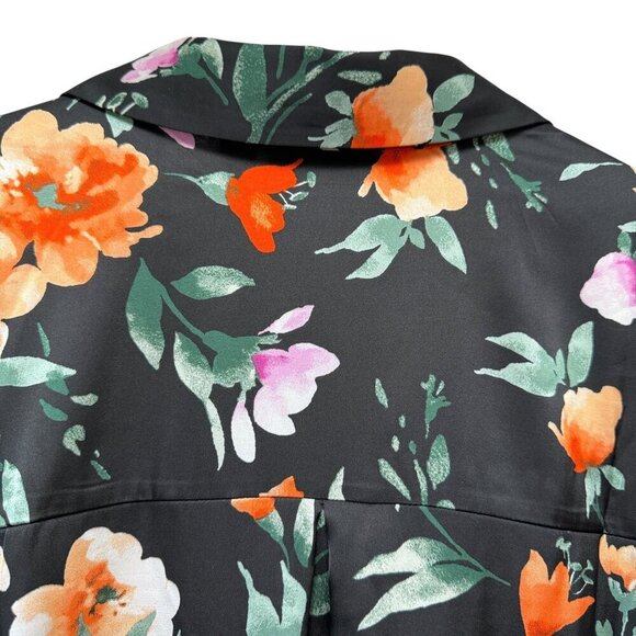 SUSAN GRAVER Satin Blouse Plus Size 2X Black Floral Long Sleeve Womens Top NWOT - Picture 9 of 11